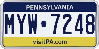 PA license plate MYW7248