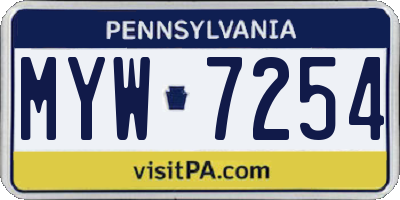 PA license plate MYW7254