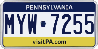 PA license plate MYW7255