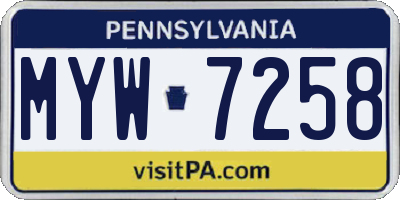 PA license plate MYW7258