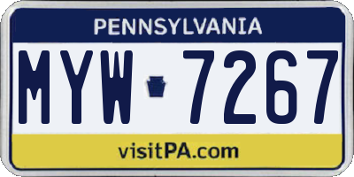 PA license plate MYW7267