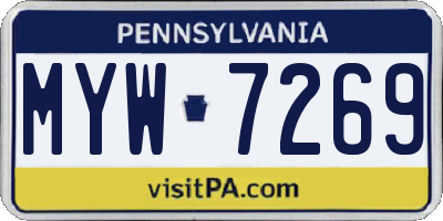 PA license plate MYW7269