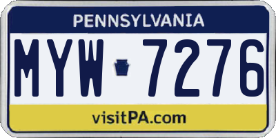 PA license plate MYW7276