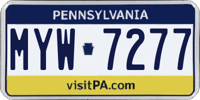 PA license plate MYW7277