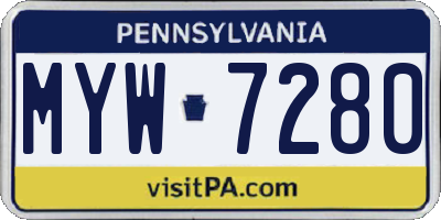 PA license plate MYW7280