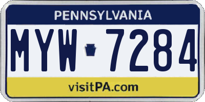 PA license plate MYW7284