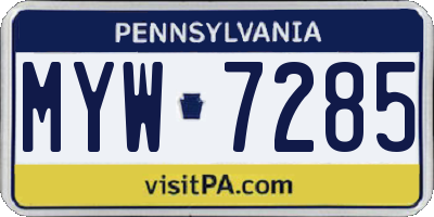 PA license plate MYW7285