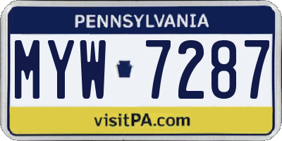 PA license plate MYW7287