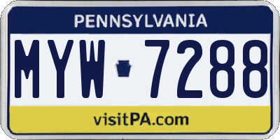 PA license plate MYW7288