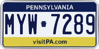 PA license plate MYW7289