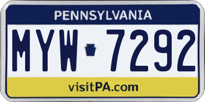 PA license plate MYW7292