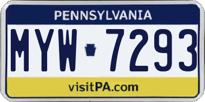 PA license plate MYW7293