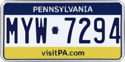 PA license plate MYW7294