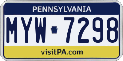 PA license plate MYW7298