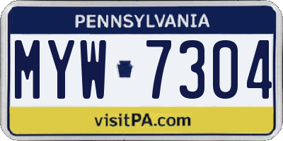 PA license plate MYW7304