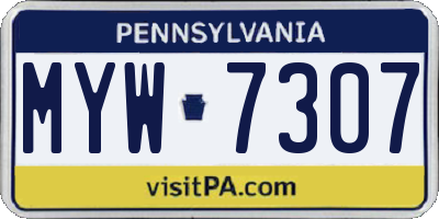 PA license plate MYW7307