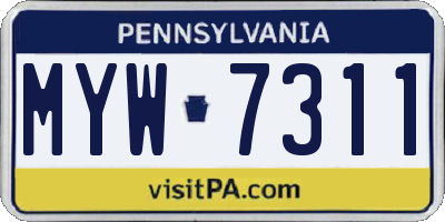 PA license plate MYW7311