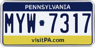 PA license plate MYW7317