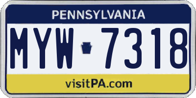 PA license plate MYW7318