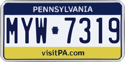 PA license plate MYW7319