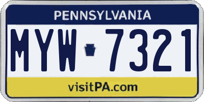 PA license plate MYW7321