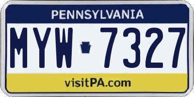 PA license plate MYW7327