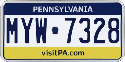 PA license plate MYW7328