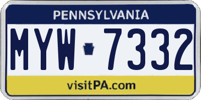 PA license plate MYW7332