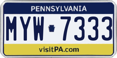 PA license plate MYW7333