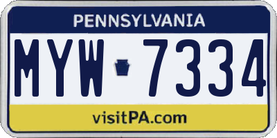 PA license plate MYW7334