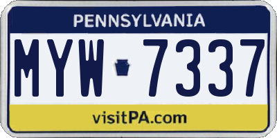 PA license plate MYW7337