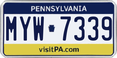 PA license plate MYW7339