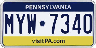 PA license plate MYW7340