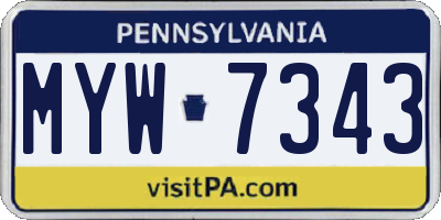 PA license plate MYW7343