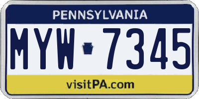 PA license plate MYW7345
