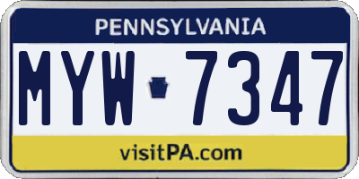 PA license plate MYW7347