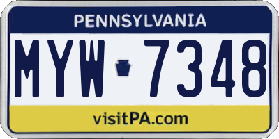 PA license plate MYW7348