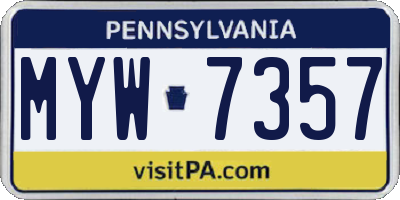 PA license plate MYW7357