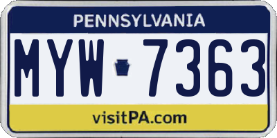 PA license plate MYW7363