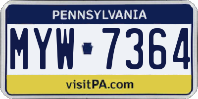 PA license plate MYW7364