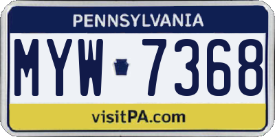 PA license plate MYW7368