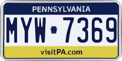 PA license plate MYW7369