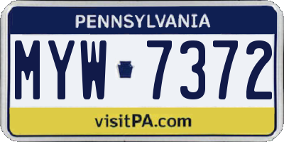 PA license plate MYW7372