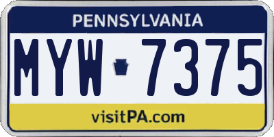 PA license plate MYW7375