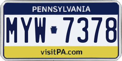 PA license plate MYW7378