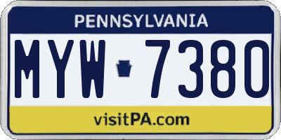 PA license plate MYW7380