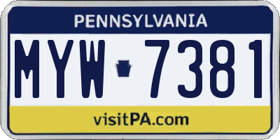 PA license plate MYW7381