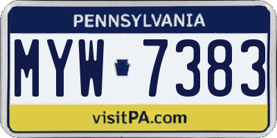 PA license plate MYW7383