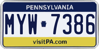 PA license plate MYW7386