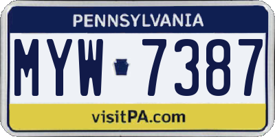 PA license plate MYW7387